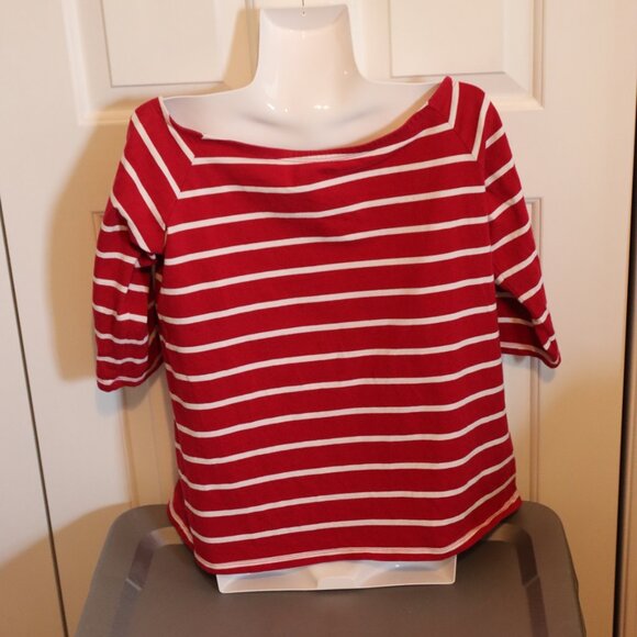 Gap Red/White Striped Casual Top Size XL - Picture 8 of 9